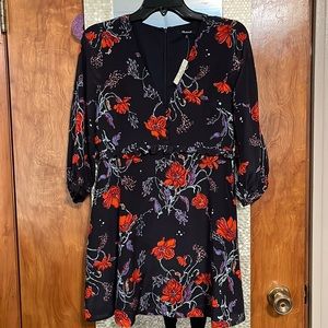 NWT Madewell black floral dress.